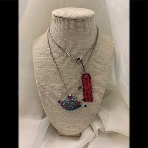 Betsey Johnson necklace with pink and blue snail.
